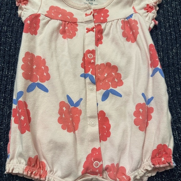 Baby Girl Romper Bundle | 9 Months | Carter’s | Floral & Coral Summer Set - Picture 4 of 9
